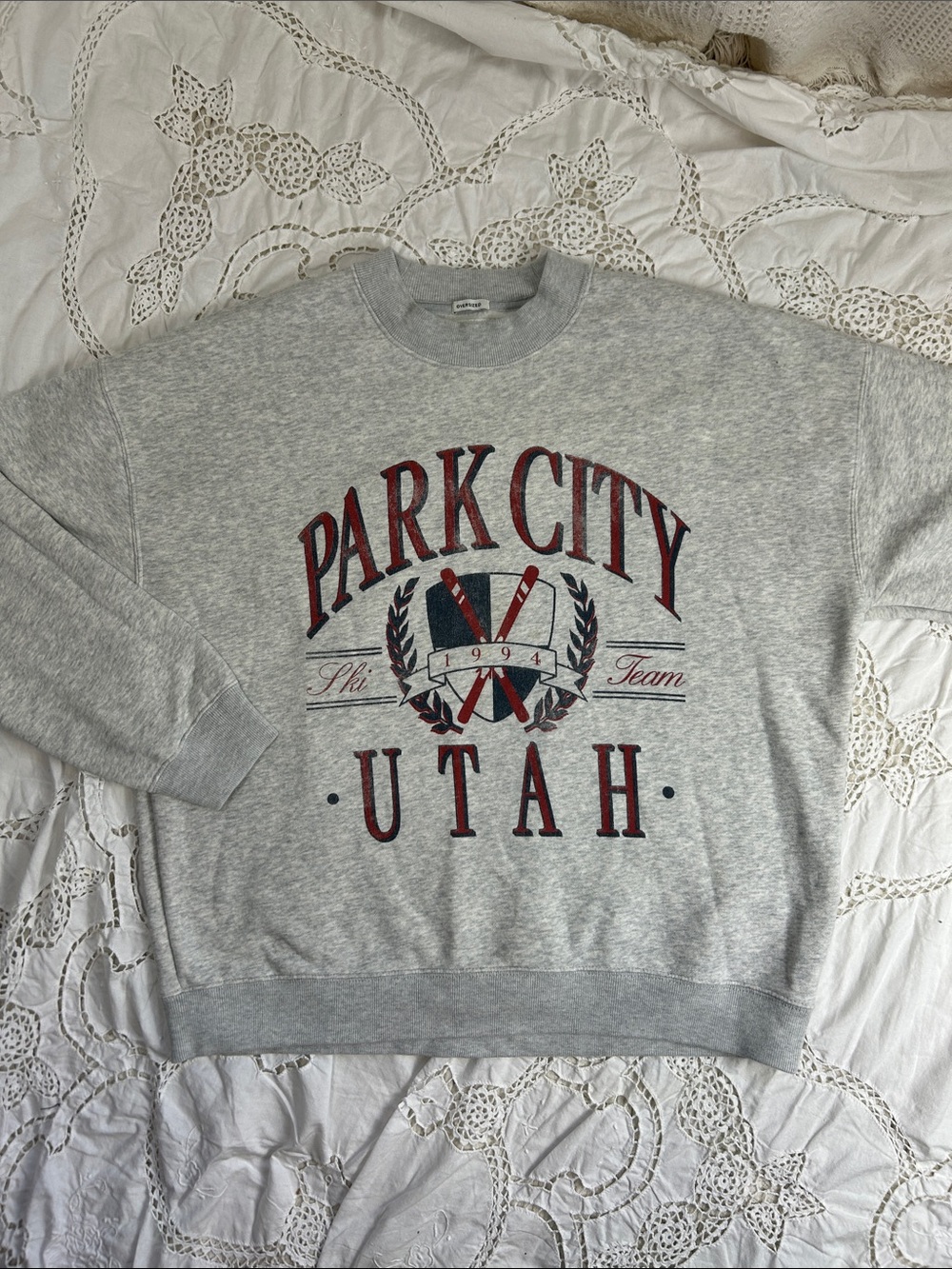 Abercrombie & Fitch Park City Oversized Pullover Sweatshirt M Gray